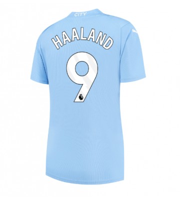 Lacne Ženy Futbalové dres Manchester City Erling Haaland #9 2023-24 Krátky Rukáv - Domáci